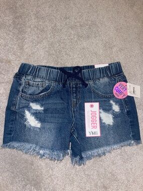 YMI Girls Blue Distressed Denim Jogger Shorts
